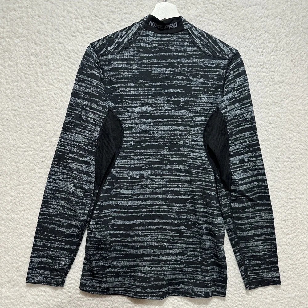 Nike Pro Dri Fit Size S Fitted Long Sleeve Athletic Gym Shirt Heather Black/Gray